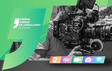 Apresenta a fotografia em preto e branco com efeito de retícula de um profissional operando uma câmera de cinema ou vídeo de grande porte, reforçando o aspecto técnico do jornalismo audiovisual.